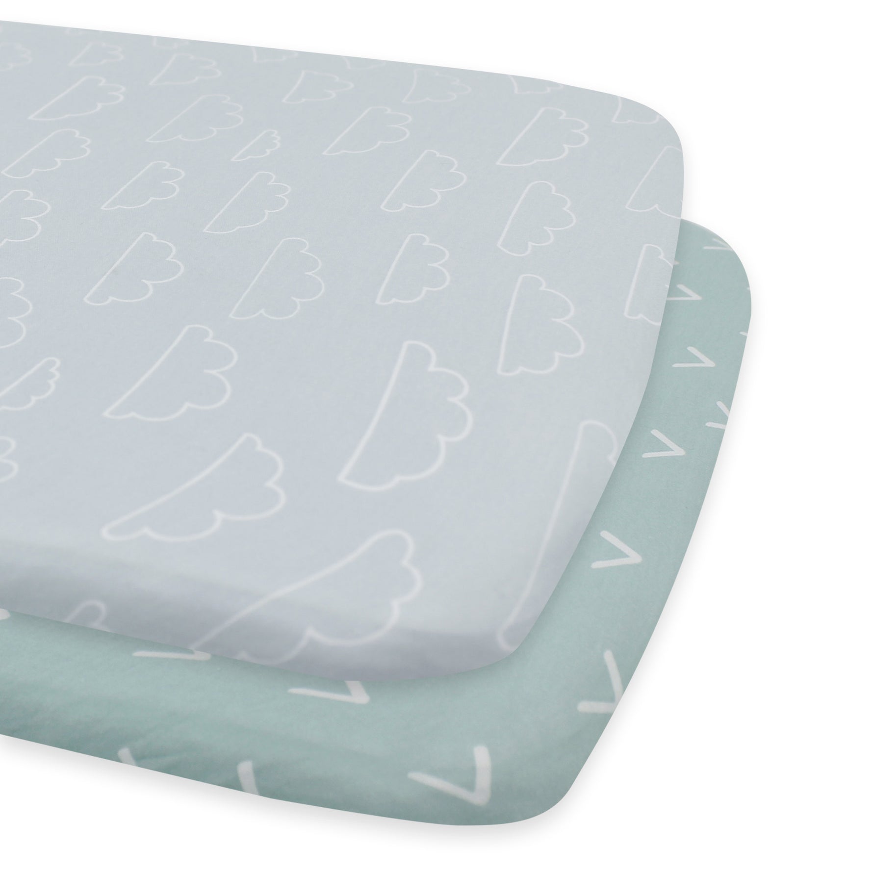 Nordic 2pk Jersey Co Sleeper/Bedside Sleeper Fitted Sheets Dusty Sky/Mint - Bubba Blue Australia