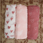 Nordic 3pk Muslin Wraps Dusty Berry/Rose - Bubba Blue Australia